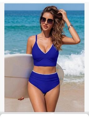 NWT BMJL Blue High Waisted 2 Piece Swimsuit - XL